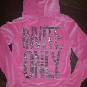 VS PINK, RARE, XS, "Invite Only" Bling, Faux Fur Hoodie!💎